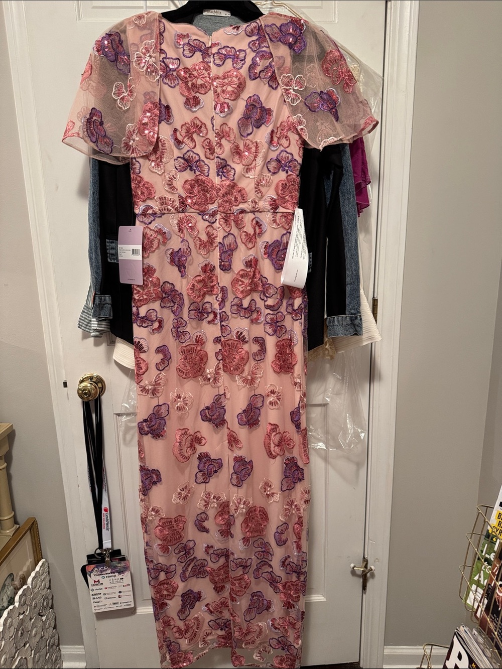 JS Collections Pink Floral Embroidered Sheath Dress - Picture 3 of 4